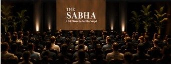 The Sabha stage prepared for the next live conversation